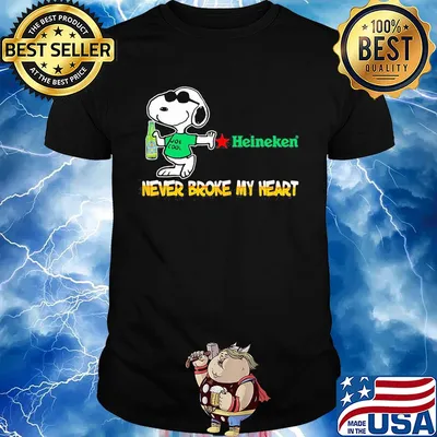 Snoopy heineken beer never broke my heart shirt