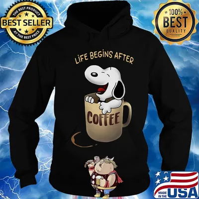Snoopy life begins after coffee black s Hoodie