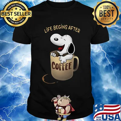Snoopy life begins after coffee black shirt