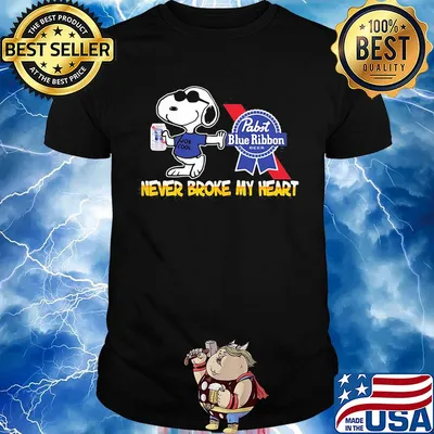 Snoopy pabst blue ribbon beer never broke my heart shirt
