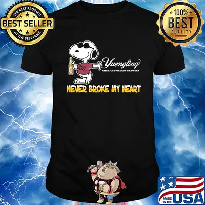 Snoopy yuengling america's oldest brewery beer never broke my heart shirt