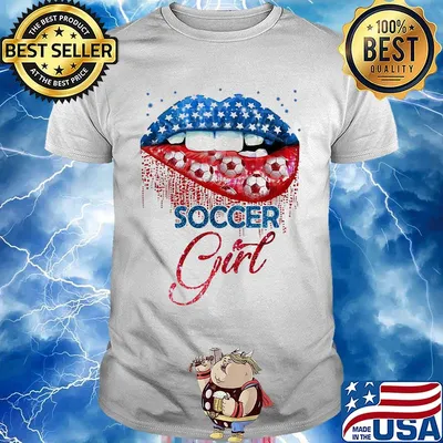 Soccer girl lip American flag veteran Independence day shirt
