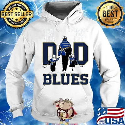 St Louis Dad A Son's First Hero A Daughter's First Love Ice Hockey Daddy Blues Fathers Day s Hoodie
