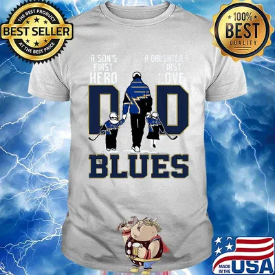 St Louis Dad A Son's First Hero A Daughter's First Love Ice Hockey Daddy Blues Fathers Day shirt