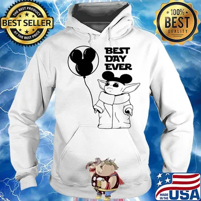 Star wars baby yoda holding balloon mickey mouse best day ever s Hoodie