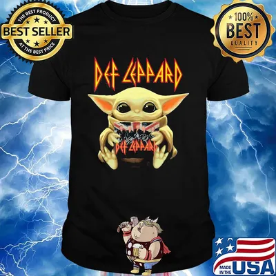 Star wars baby yoda hug def leppard members signatures shirt