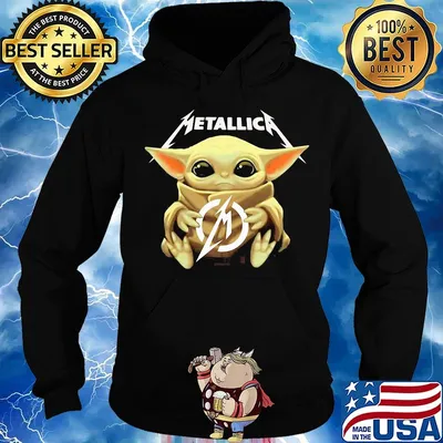 Star wars baby yoda hug metallica logo s Hoodie