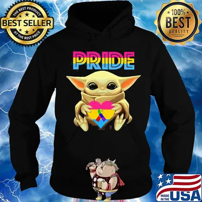 Star wars baby yoda hug pride heart autism awareness s Hoodie