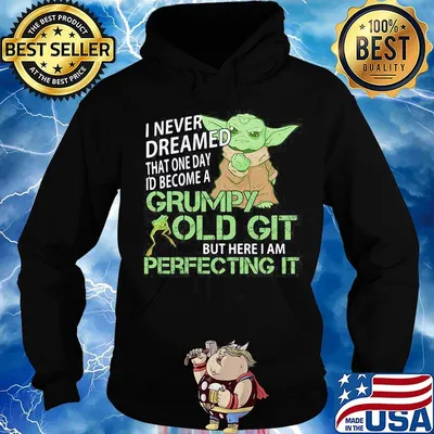 Star wars baby yoda i never dreamed that one day i'd become a grumpy old git bit here i am perfecting it frog s Hoodie