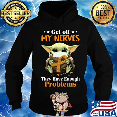 Star wars baby yoda mask get off my nerves they have enough problems cancer awareness s Hoodie