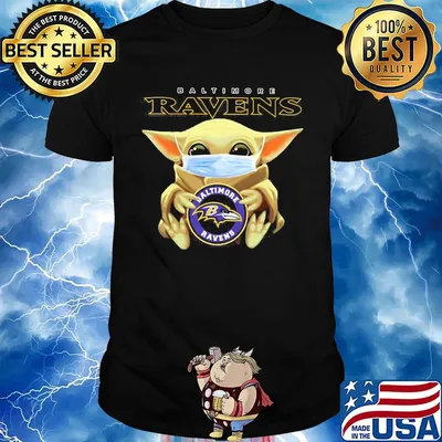 Star wars baby yoda mask hug baltimore ravens shirt