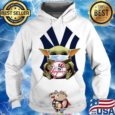 Star wars baby yoda mask hug new york yankees s Hoodie