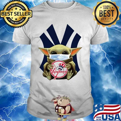 Star wars baby yoda mask hug new york yankees shirt