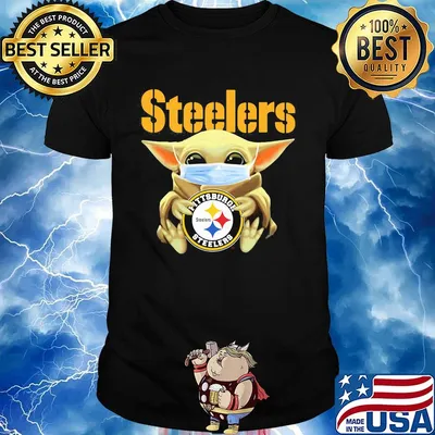 Star wars baby yoda mask hug pittsburgh steelers logo shirt
