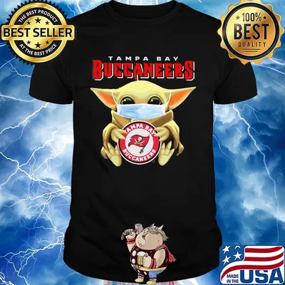 Star wars baby yoda mask hug tampa bay buccaneers logo shirt