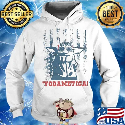 Star wars baby yoda yodametica american flag independence day s Hoodie