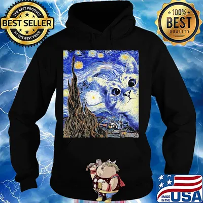 Starry night van gogh cat art s Hoodie