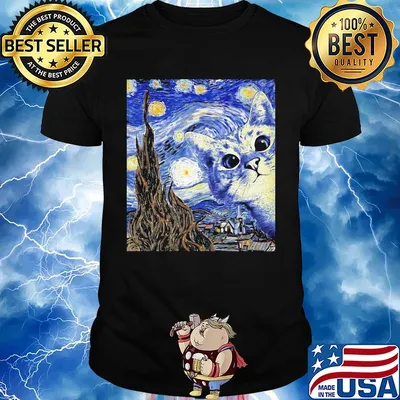 Starry night van gogh cat art shirt