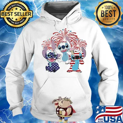 Stitch firework american flag independence day s Hoodie