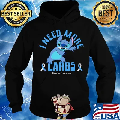 Stitch i need more carbs diabetes awareness s Hoodie