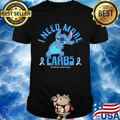 Stitch i need more carbs diabetes awareness shirt
