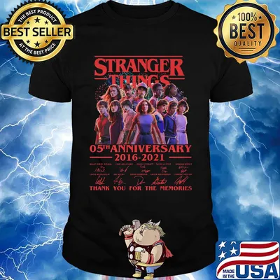 Stranger things 05th anniversary 2016 2021 thank you for the memories signatures shirt