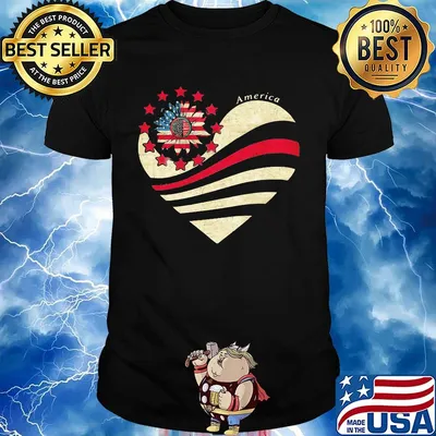 Sunflower Heart American Flag Independence Day Shirt