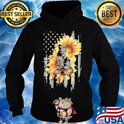 Sunflowers cat mom american flag independence day s Hoodie