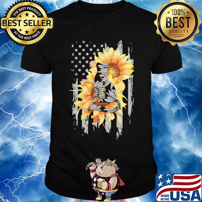 Sunflowers cat mom american flag independence day shirt