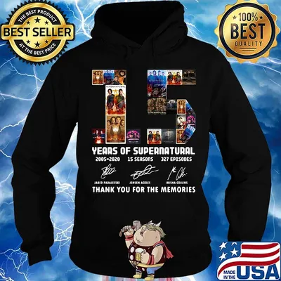 Supernatural 15 years of 2005 2020 15 seasons 327 episodes thank you for the memories signatures s Hoodie