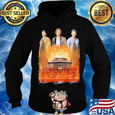 Supernatural 2005 2020 15 seasons 327 episodes misha collins jared padalecki jensen ackles signatures s Hoodie