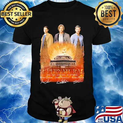 Supernatural 2005 2020 15 seasons 327 episodes misha collins jared padalecki jensen ackles signatures shirt
