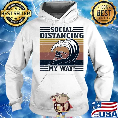 Surfing social distancing vintage retro s Hoodie