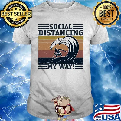 Surfing social distancing vintage retro shirt