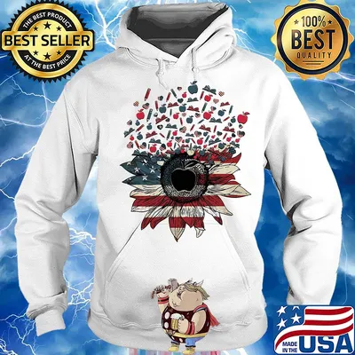 Teacher sunflower american flag independence day s Hoodie