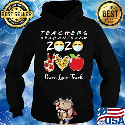 Teachers quaranteach 2020 peace love teach apple s Hoodie