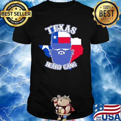 Texas beard gang flag map shirt