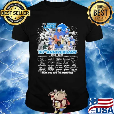 The detroit lions 90th anniversary 1930 2020 thank you for the memories signatures shirt