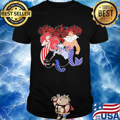 The little mermaid firework american flag independence day shirt