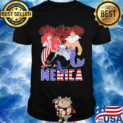 The little mermaid merica firework american flag independence day shirt