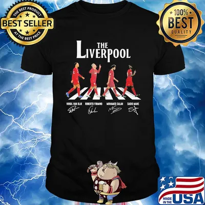 The liverpool abbey road virgil van dijk roberto firmino mohamed salah sadio mane signatures shirt