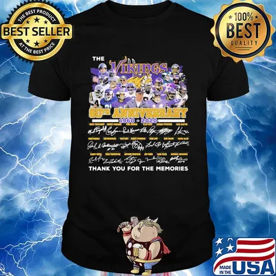 The minnesota vikings 60th anniversary 1960 2020 thank you for the memories signatures shirt