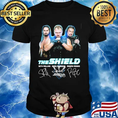 The shield seth rollins dean ambrose roman reigns signatures light shirt