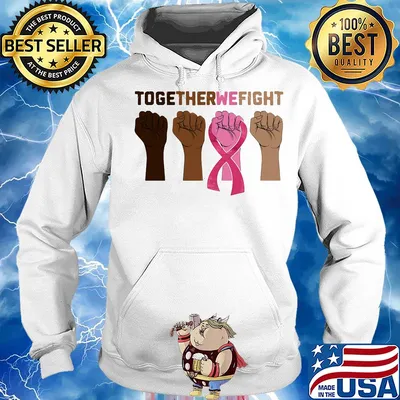 Together we fight skin color hand breast cancer awareness s Hoodie
