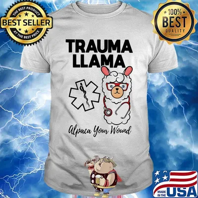 Trauma Llâm Alpaca Your Wound Media Logo Lamb Ear Piece Shirt