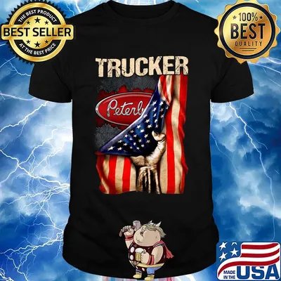 Trucker Peterls American flag shirt