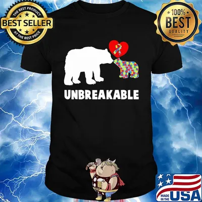 Unbreakable bear autism awareness heart shirt