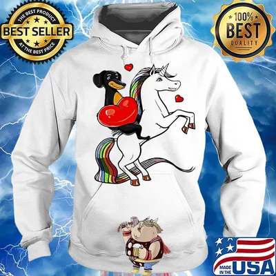 Unicorn And Dachshund Dog Heart s Hoodie