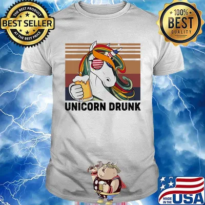 Unicorn drunk american flag independence day vintage retro shirt