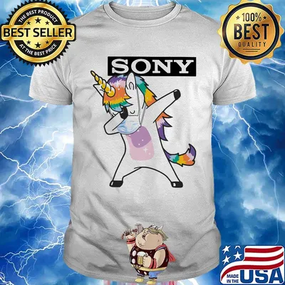 Unicorn mask sony logo shirt